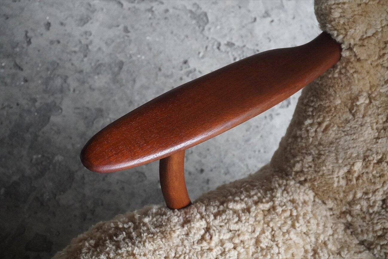Fauteuils de Prague en véritable peau de mouton de Madsen & Schübel, Danemark, années 1960, ensemble de 2