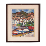 Fishing village with boats