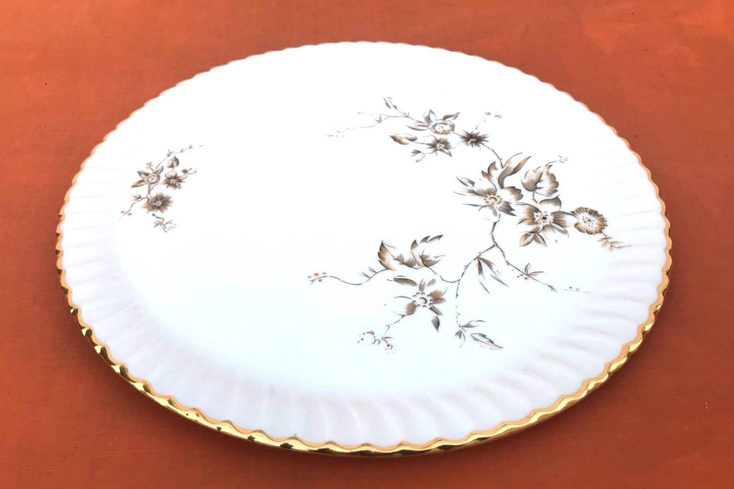 Old cake plate Porcelain from Aquitaine L.L Lourioux France