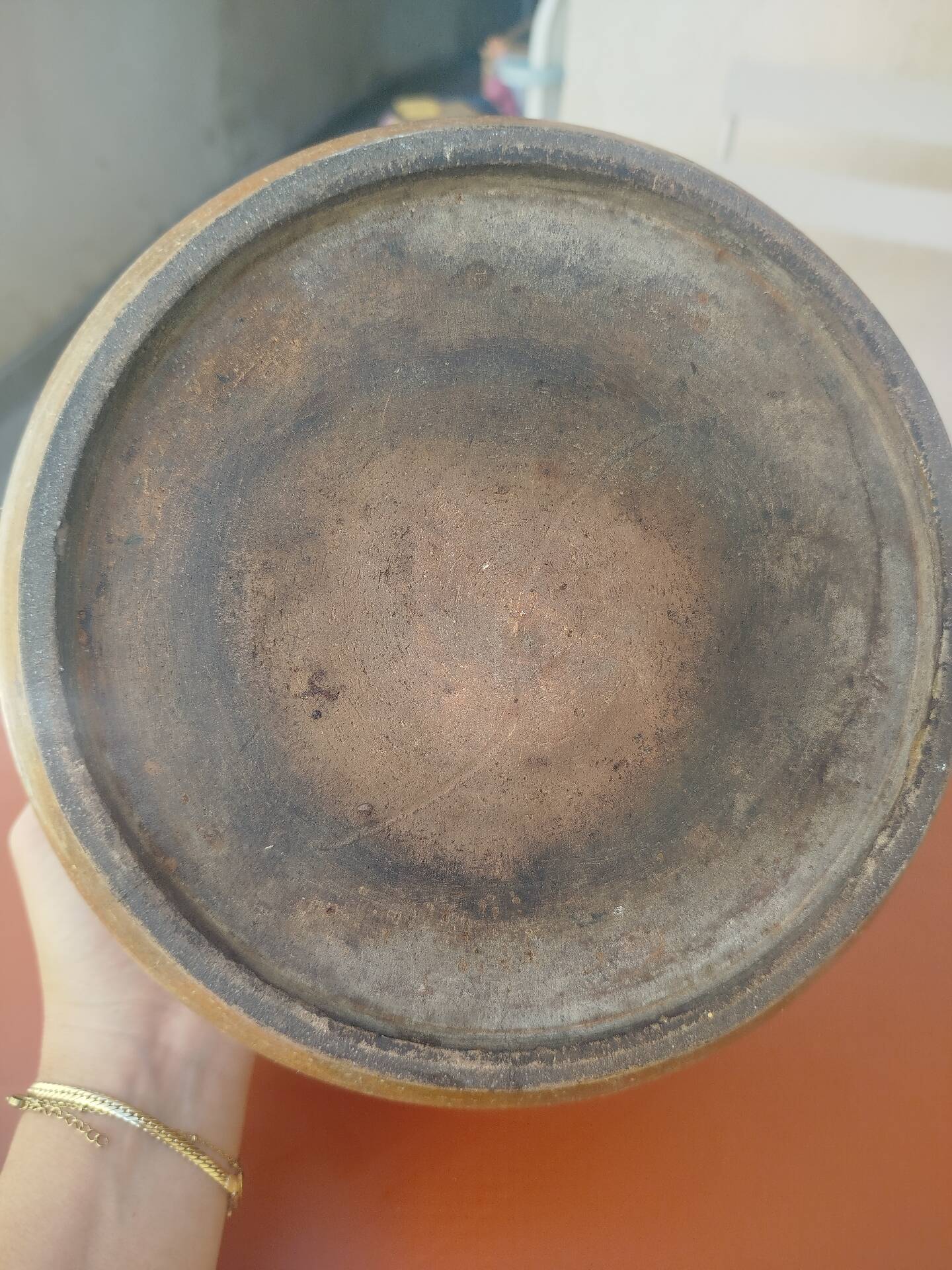 Old terracotta casserole