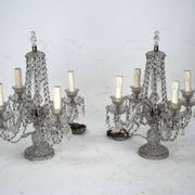 Maria Theresa Crystal Candelabra Table Lamps. Set of two. Italy 1940s
