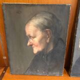 Triptyque portraits a l’huile anciens, femmes XIXe