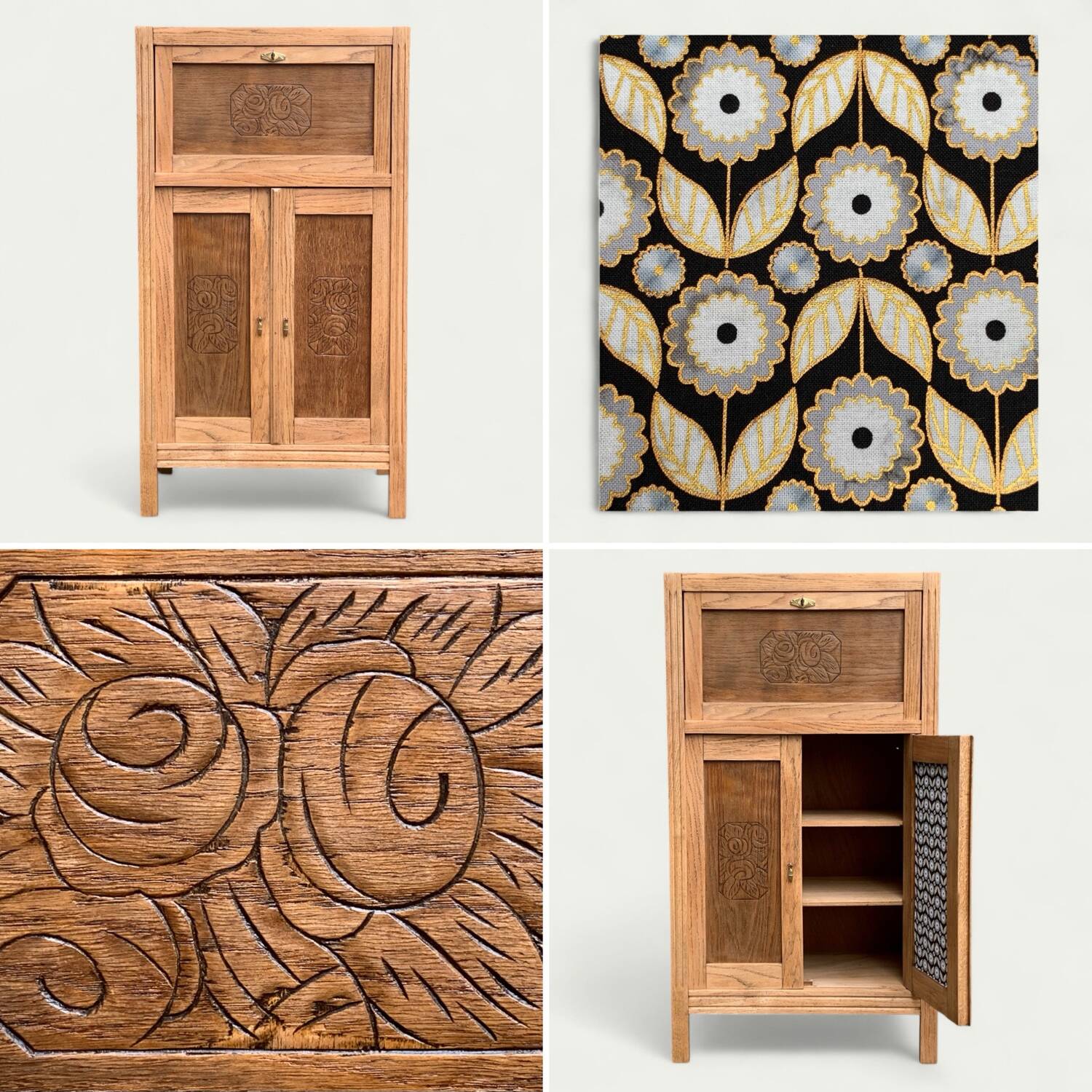 Parisian art deco sideboard in raw oak 1930