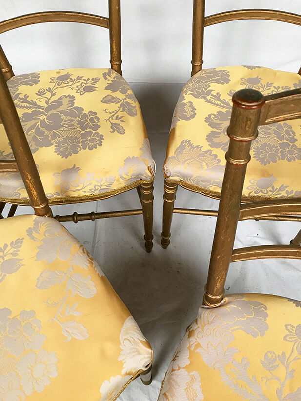 Series of four chairs Napoleon III, gilded wood