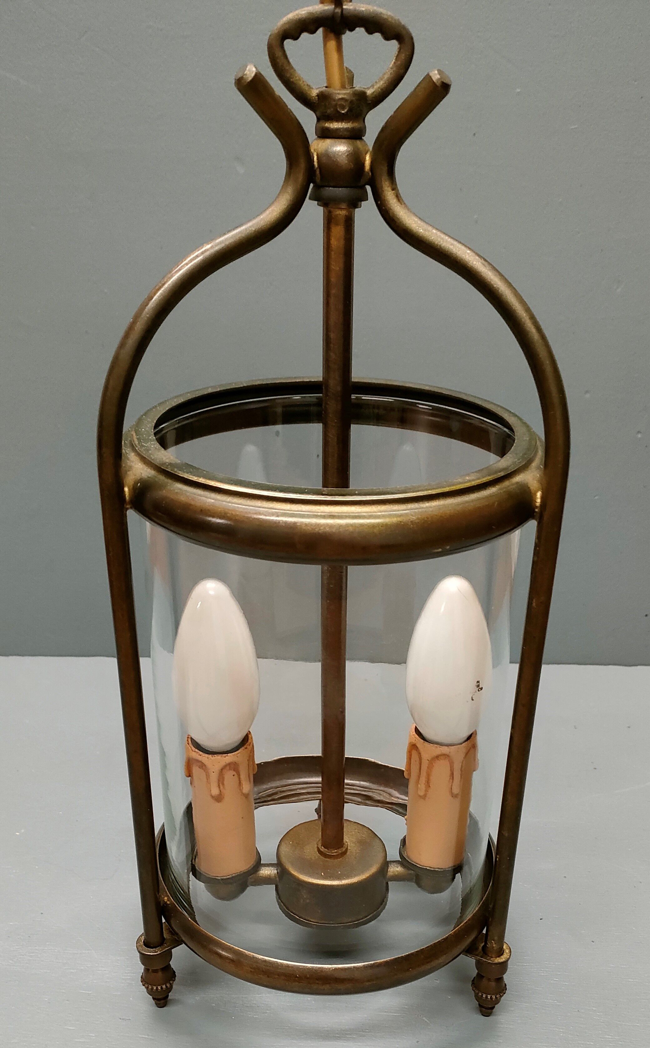 Patinated brass cage lantern, Louis XVI style, 70, France