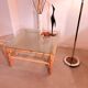 Vintage bamboo coffee table with glass top, 1970s, Brazil