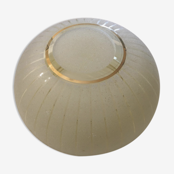 Globe for ceiling lamp in yellow granite glass and golden borders