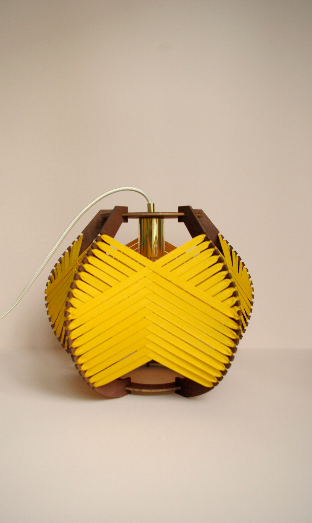 Yellow woven lamp to install