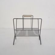 Mid-century black metal magazine stand, The Netherlands 1950's