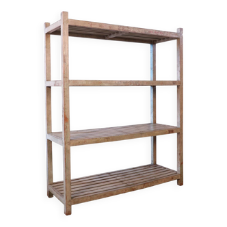 Burmese teak bookcase shelf with original ecru patina