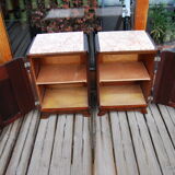Pair of Vintage 1940 bedside tables with marble.