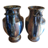 Paire de vases en grès Renault argent cher