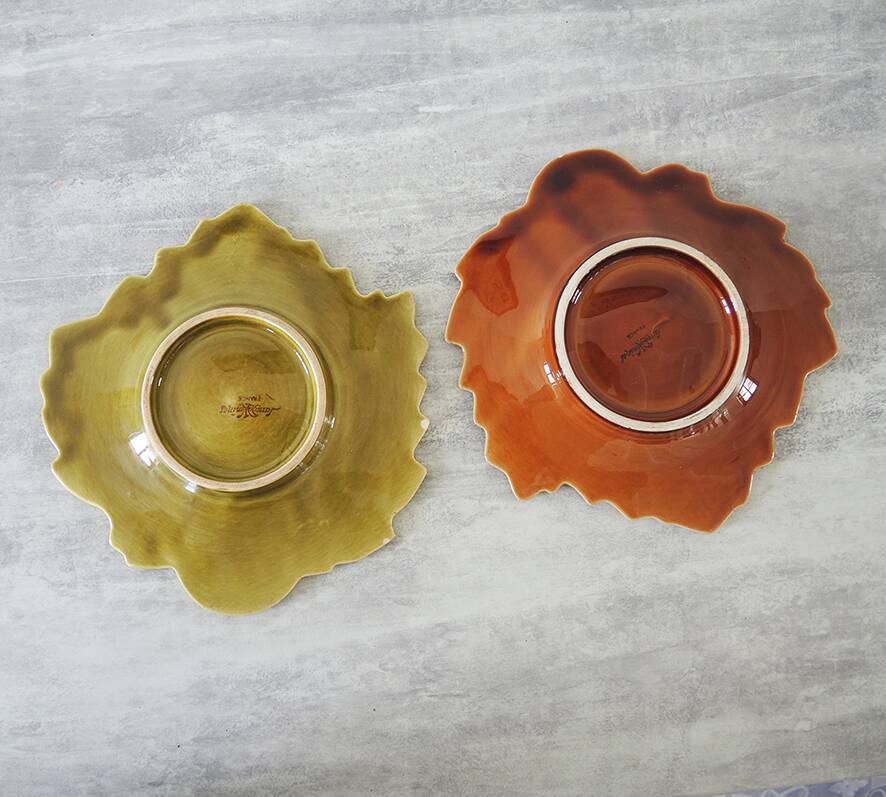 2 Old Leaf Ceramic Bowls from Sarreguemines