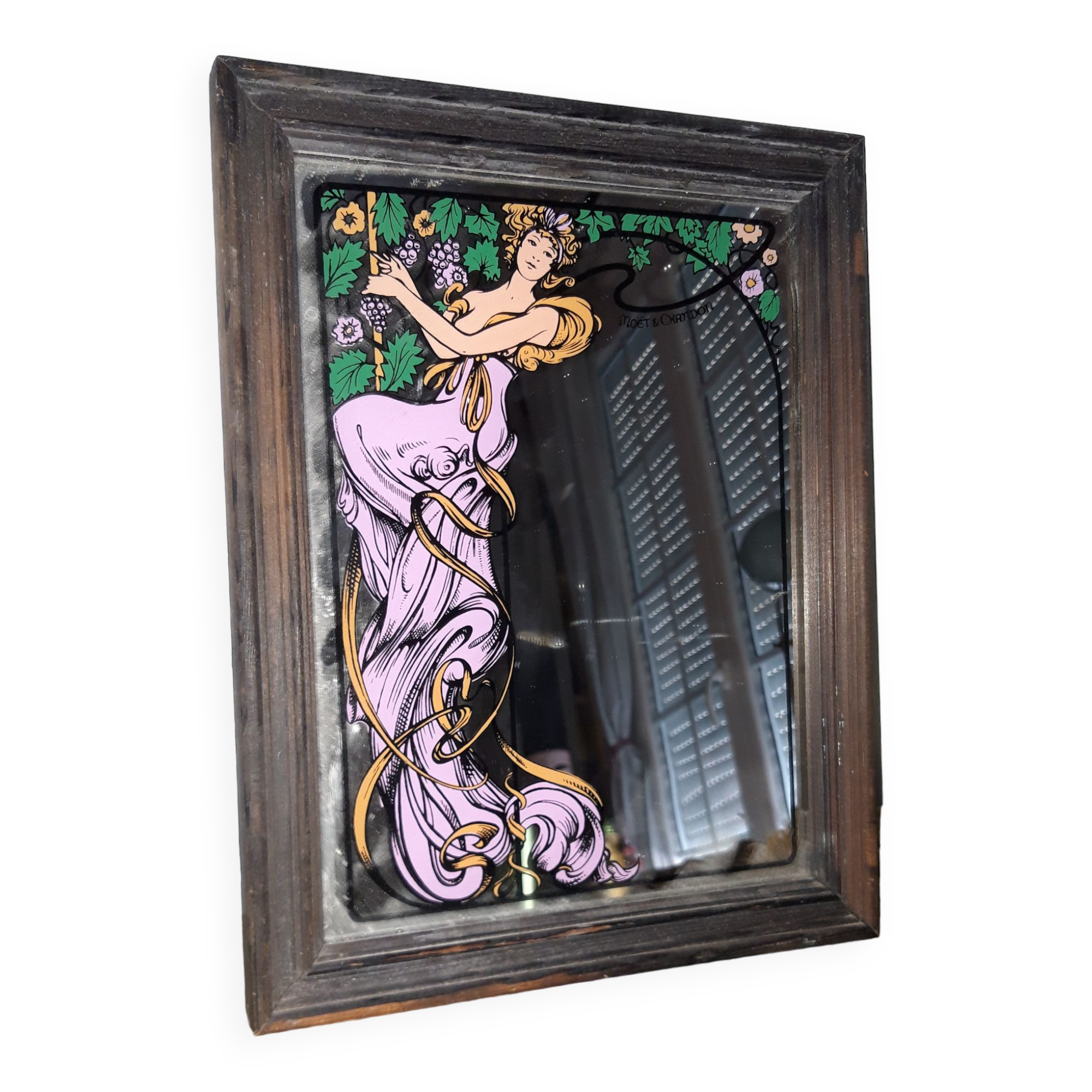 Vintage screen-printed advertising mirror