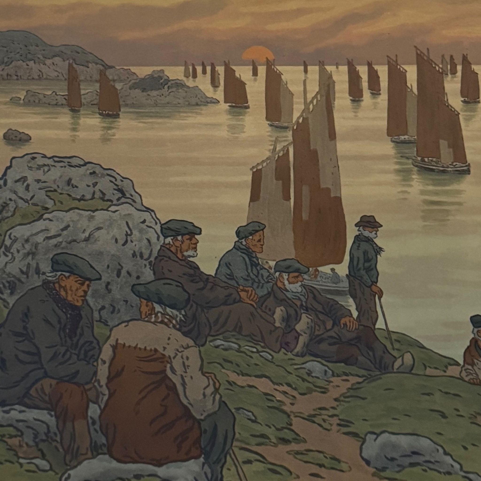 Lithograph by Henri Rivière The Wind of Noroît - The Old Ones