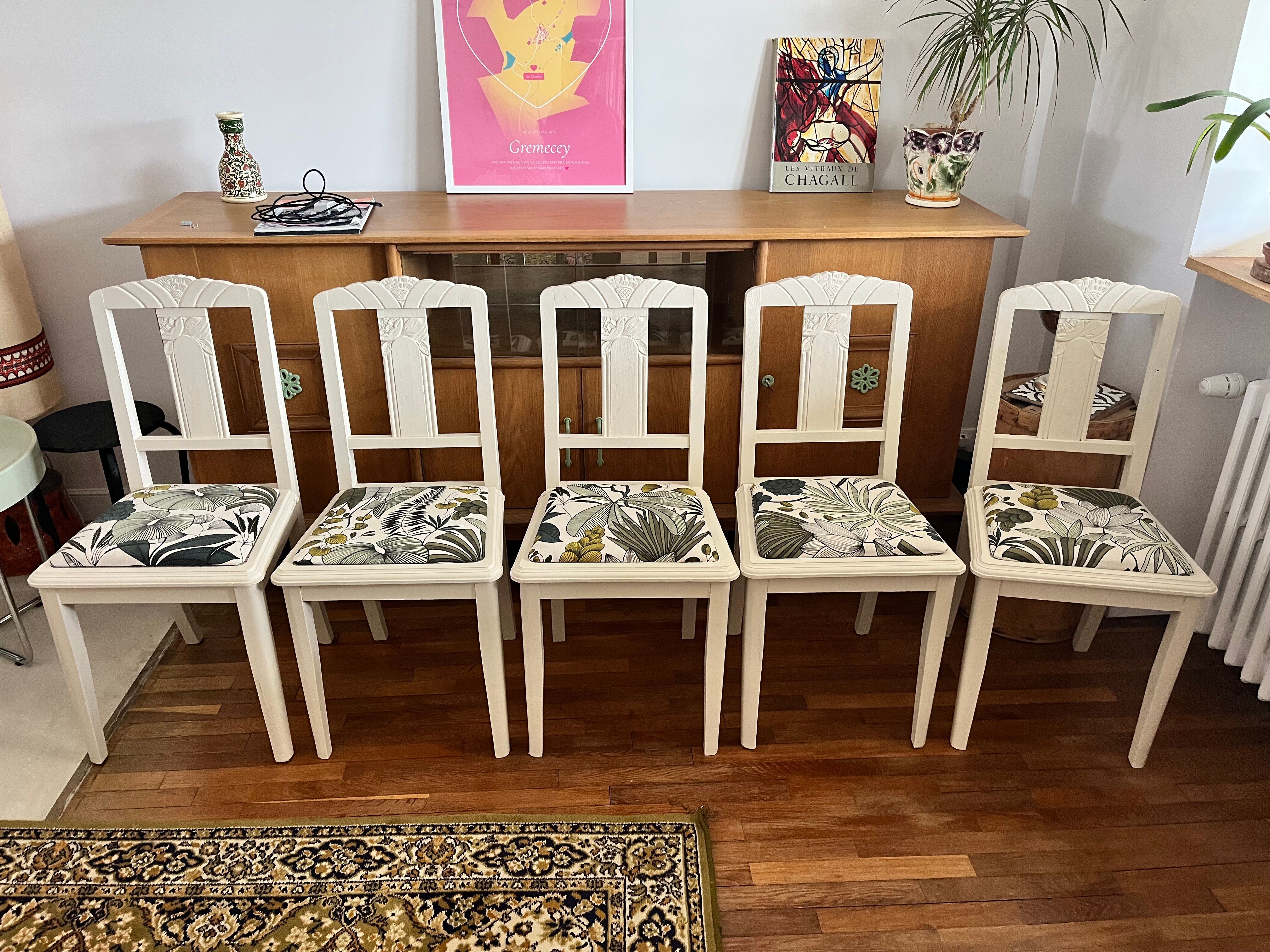 5 relooked antique chairs