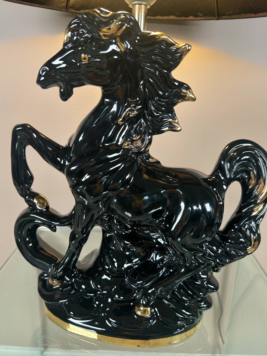 Lampe en céramique cheval, années 70