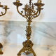 Pair of church candelabra - 19th century - in bronze and brass, 5 lights / c