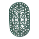Vintage dark green cast iron oval trivet - Openwork design