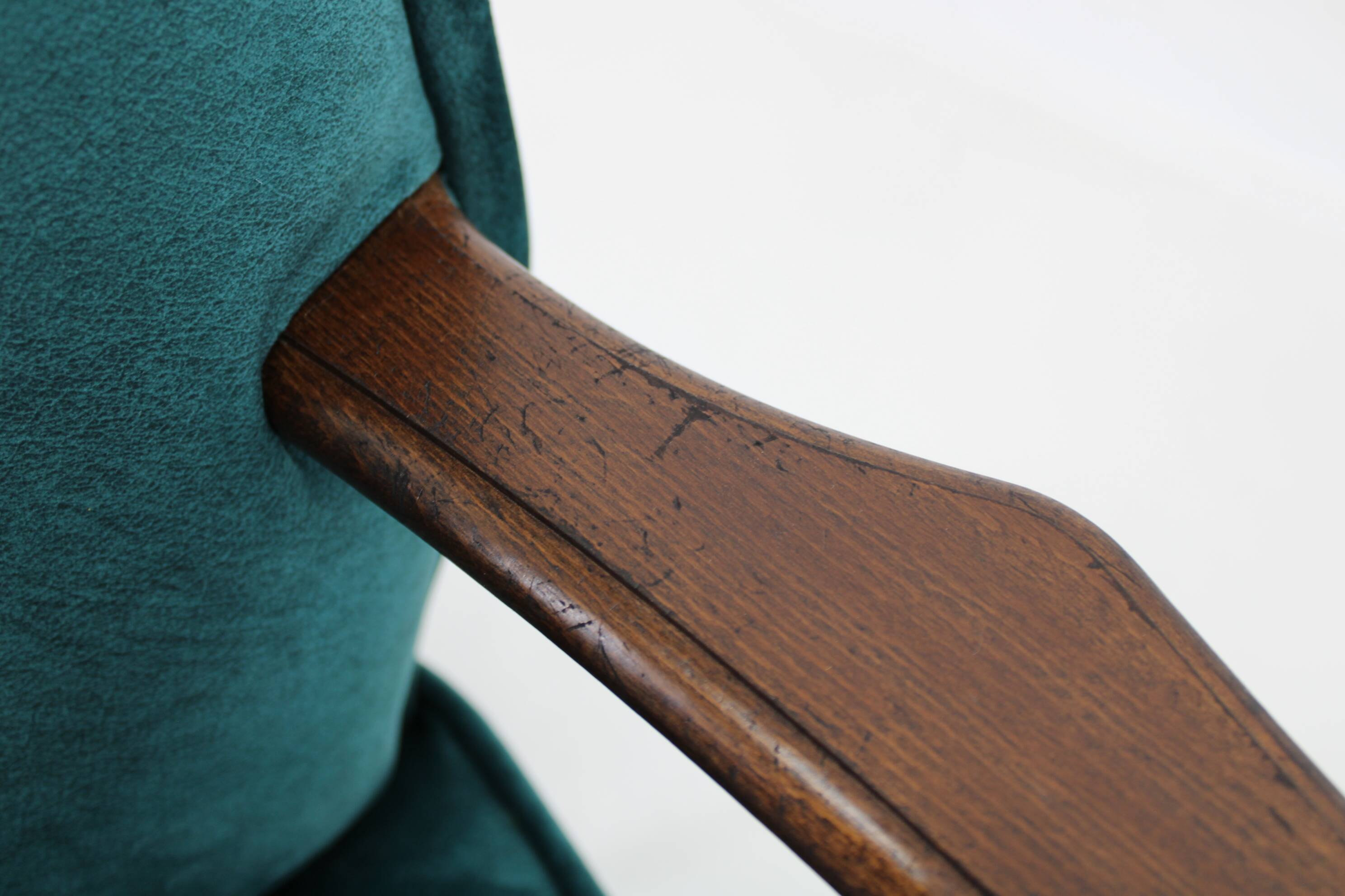 1970s Pair of Refurbished Beech Armchairs in Velvet, Czechoslovakia