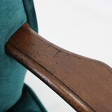 1970s Pair of Refurbished Beech Armchairs in Velvet, Czechoslovakia