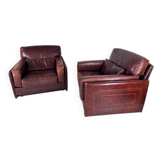 Pair of leather armchairs Roche Bobois