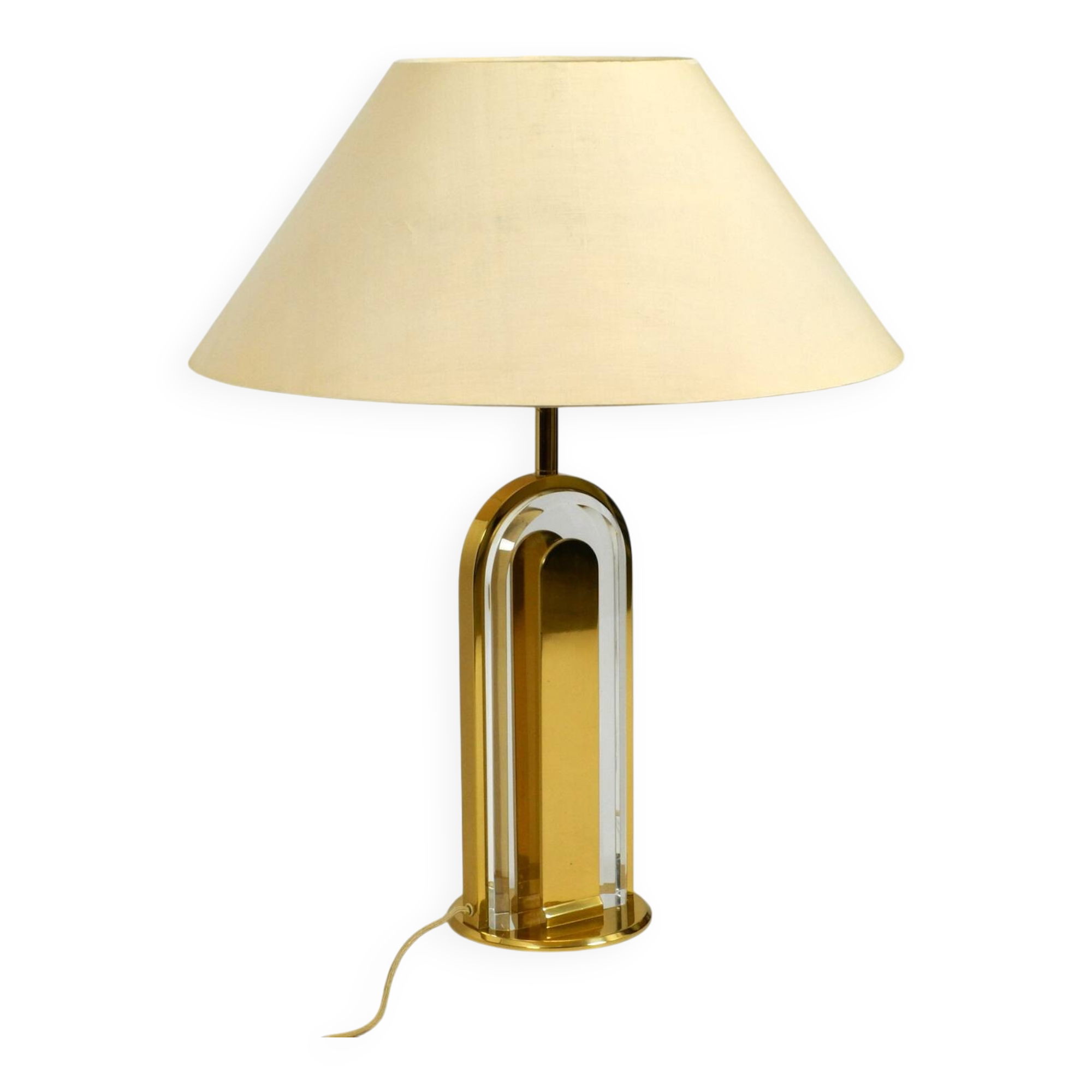 Lampe de table en verre et laiton XXL des années 1970 de la collection Vereinigte Werkstätten.