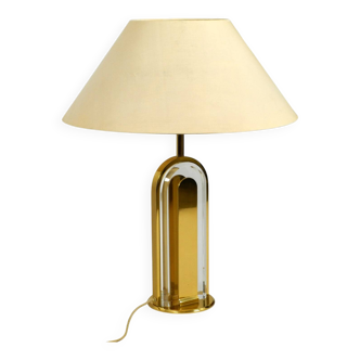1970s XXL brass glass table lamp from Vereinigte Werkstätten Collection