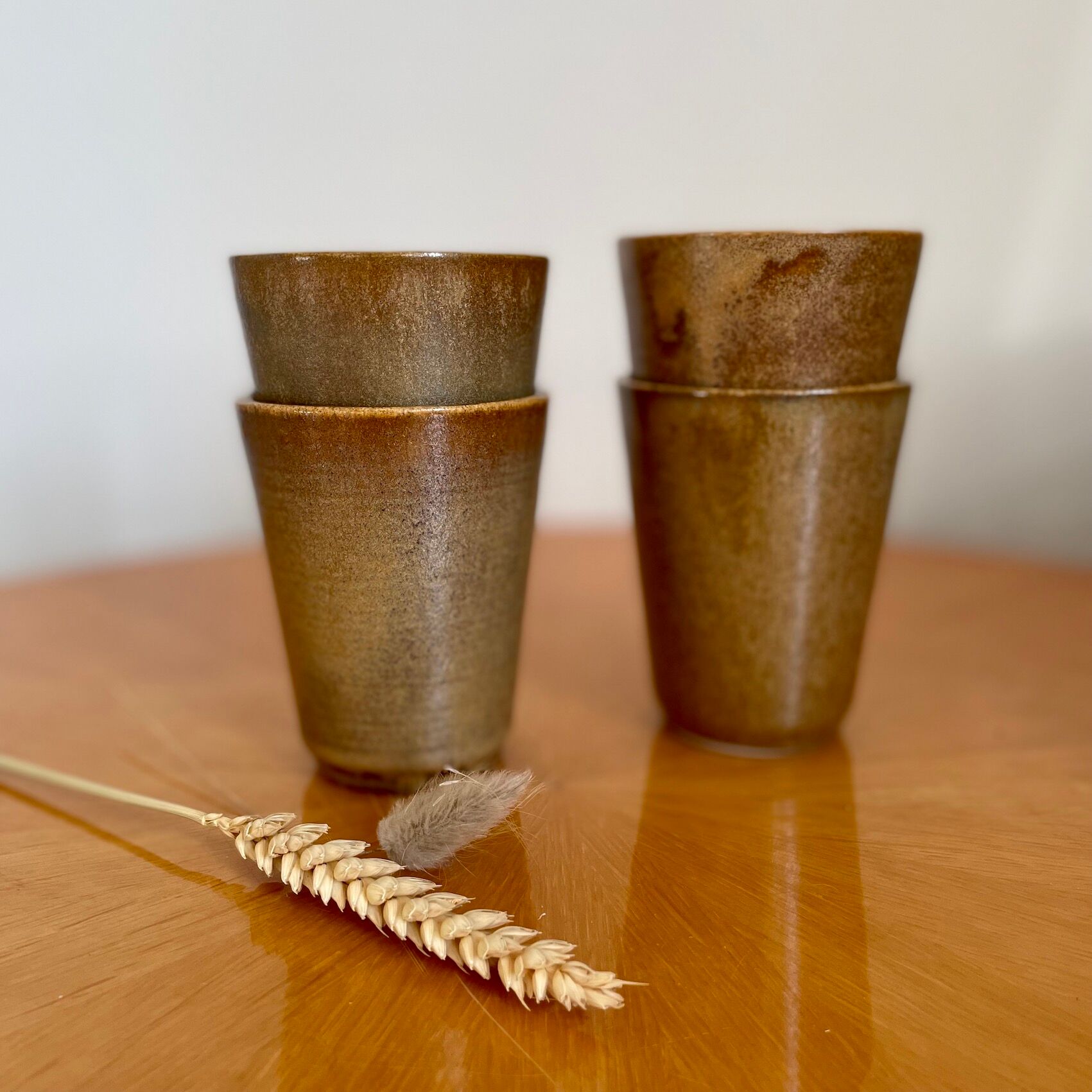 Vintage digoin sandstone cup glasses