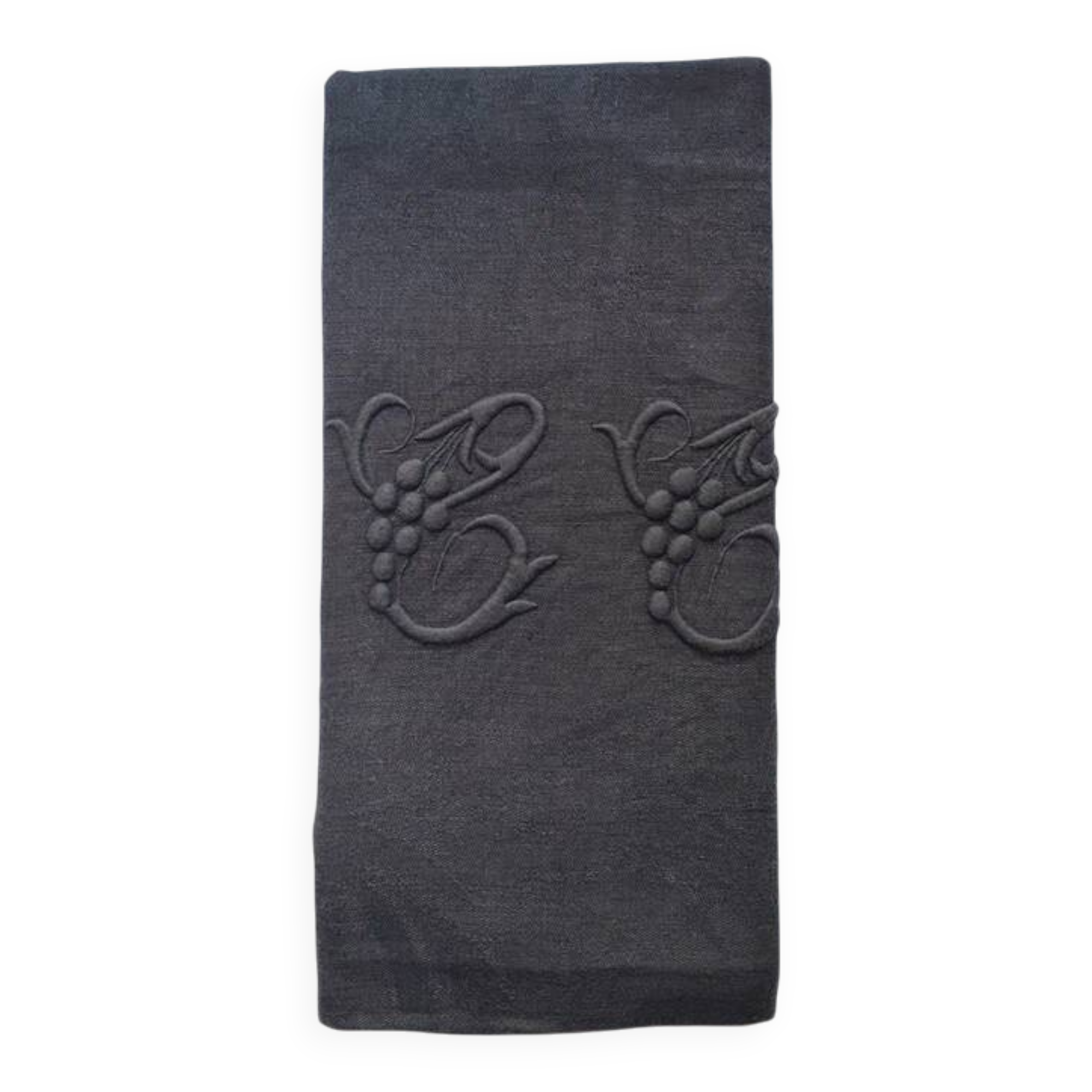 Old embroidered table napkin C C Black
