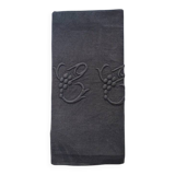 Old embroidered table napkin C C Black