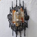Applique brutaliste en verre et fer années 60