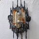 Brutalist glass and iron wall lamp from the 60s