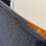 Biedermeier Sofa in Walnut Veneer & Black Teddy Fabric, Vienna, Austria, 1825