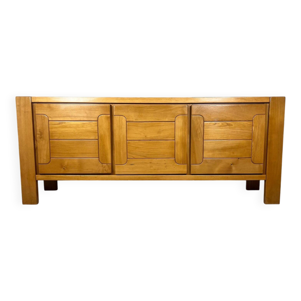 Grande enfilade française en orme massif, 1970, attribuée à l’Atelier Chauvin