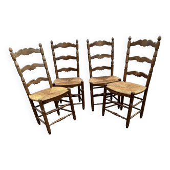 Set of four oak straw chairs