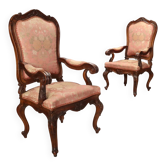 Pair of Louis-Philippe armchairs in walnut