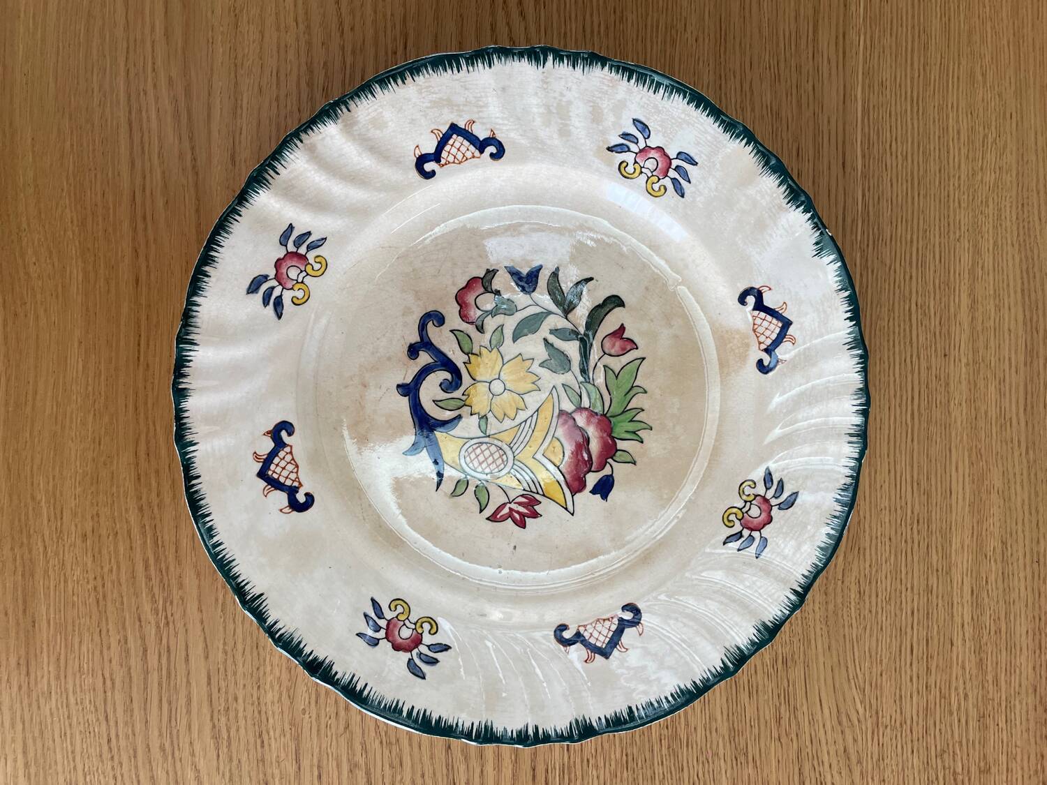 Large flat plate Longwy old Rouen