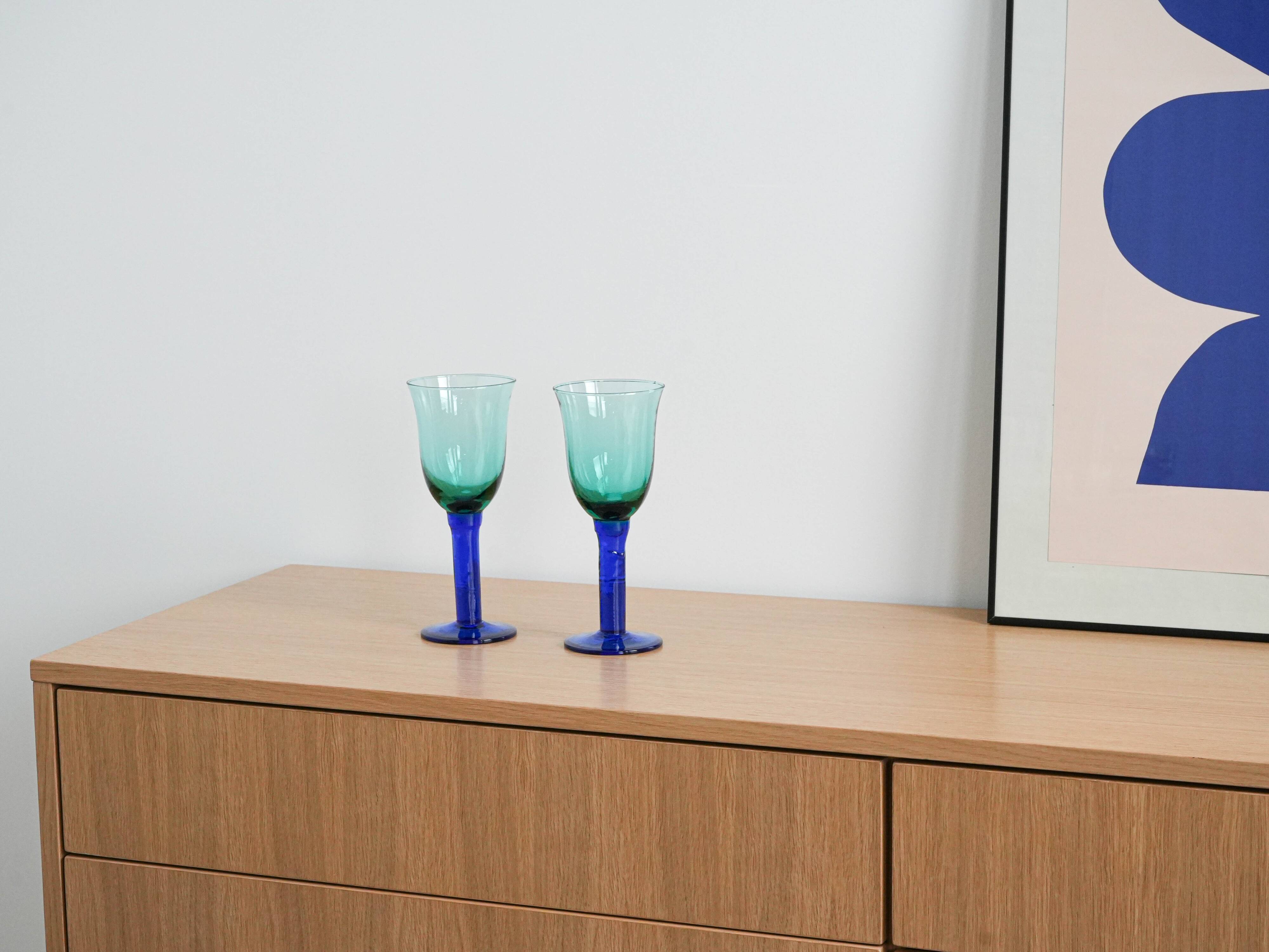 Pair of colourful glasses, Danish design, 1970s, manufactured in Denmark