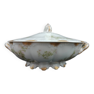 Vegetable dish small porcelain tureen LIMOGES Haviland Roses LOUIS XVI STYLE