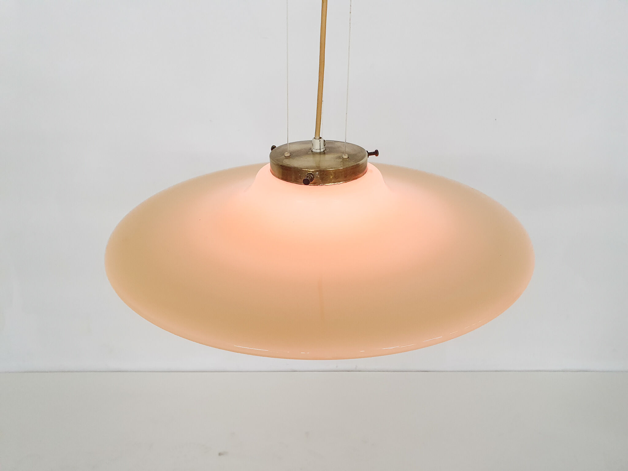 Mid-century modern yellow glass pendant light 1960's