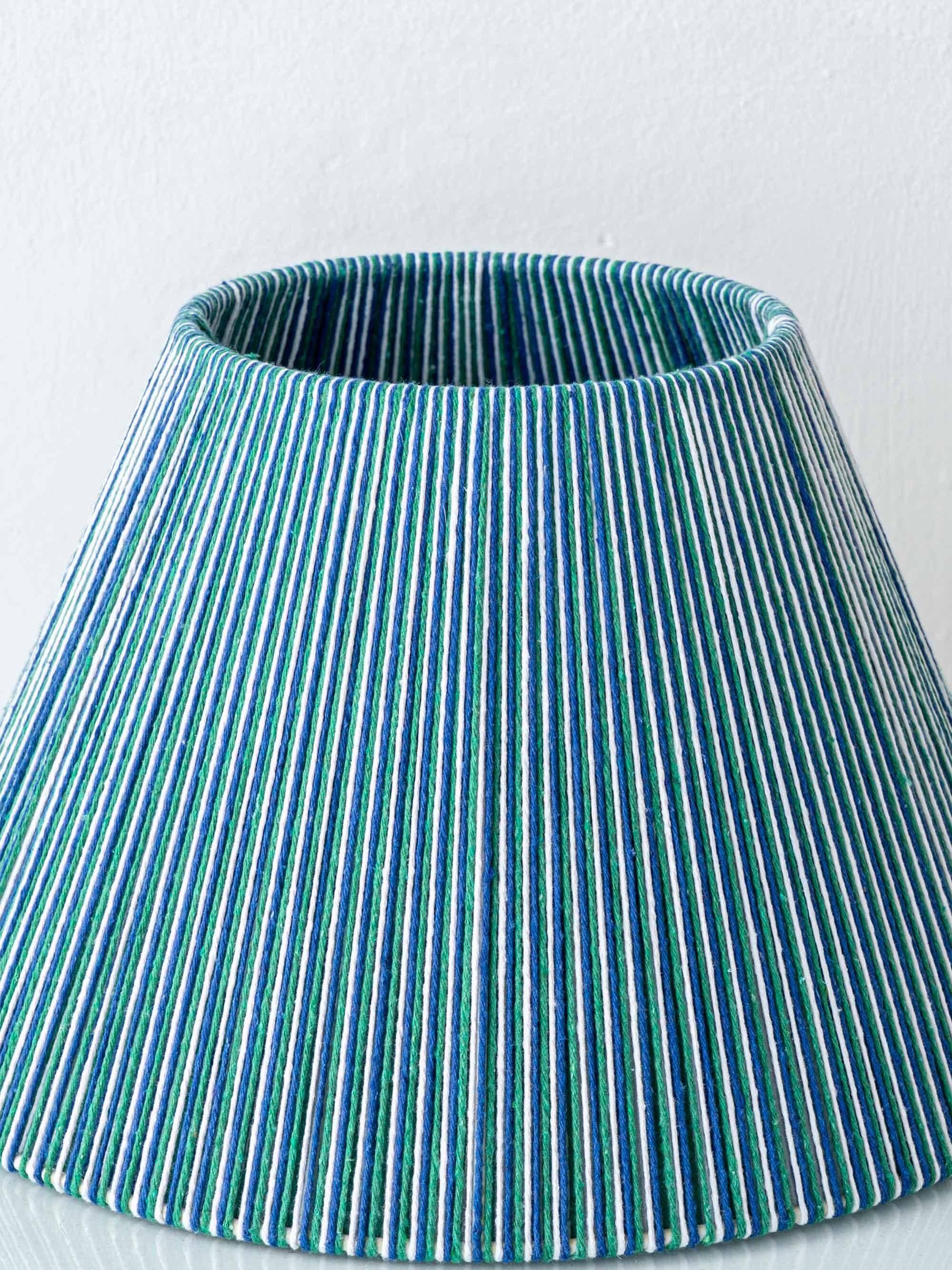 Fajalauza ceramic table lamp with hand-woven shade, Granada, Spain.