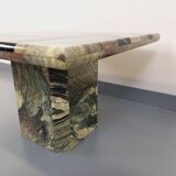 Vintage square marble coffee table with geometric patterns from the 70s