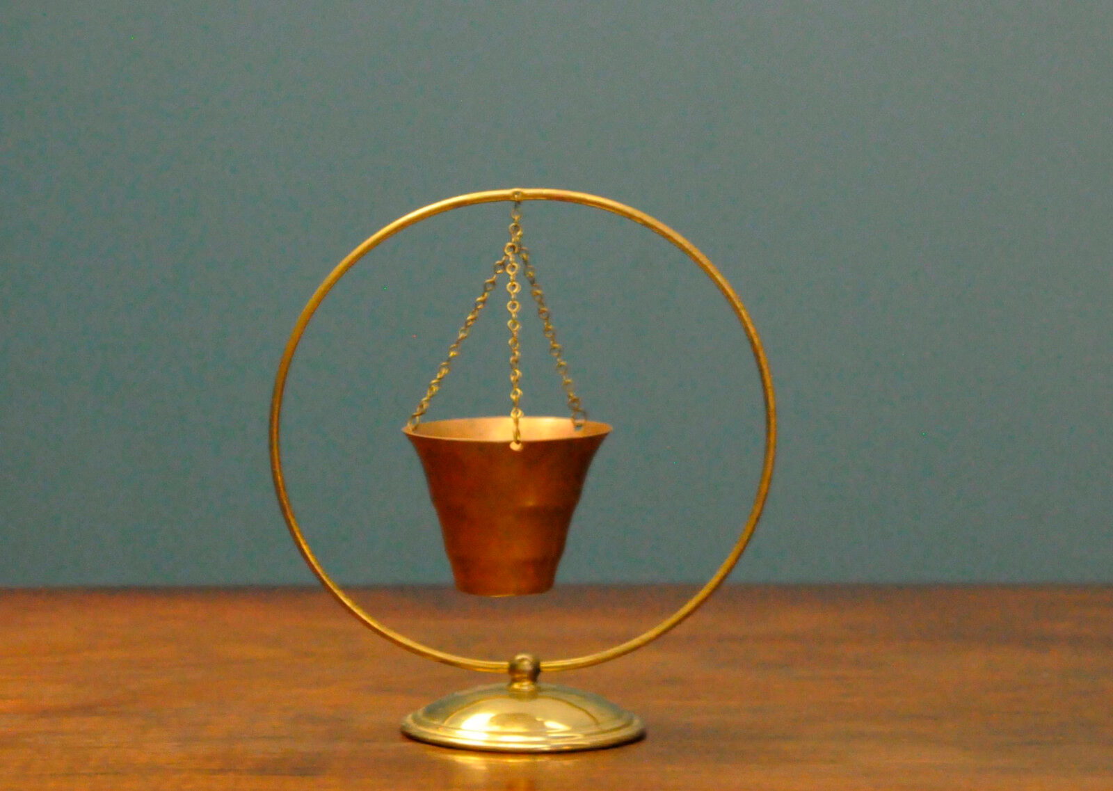 Scandinavian copper and brass candle holder