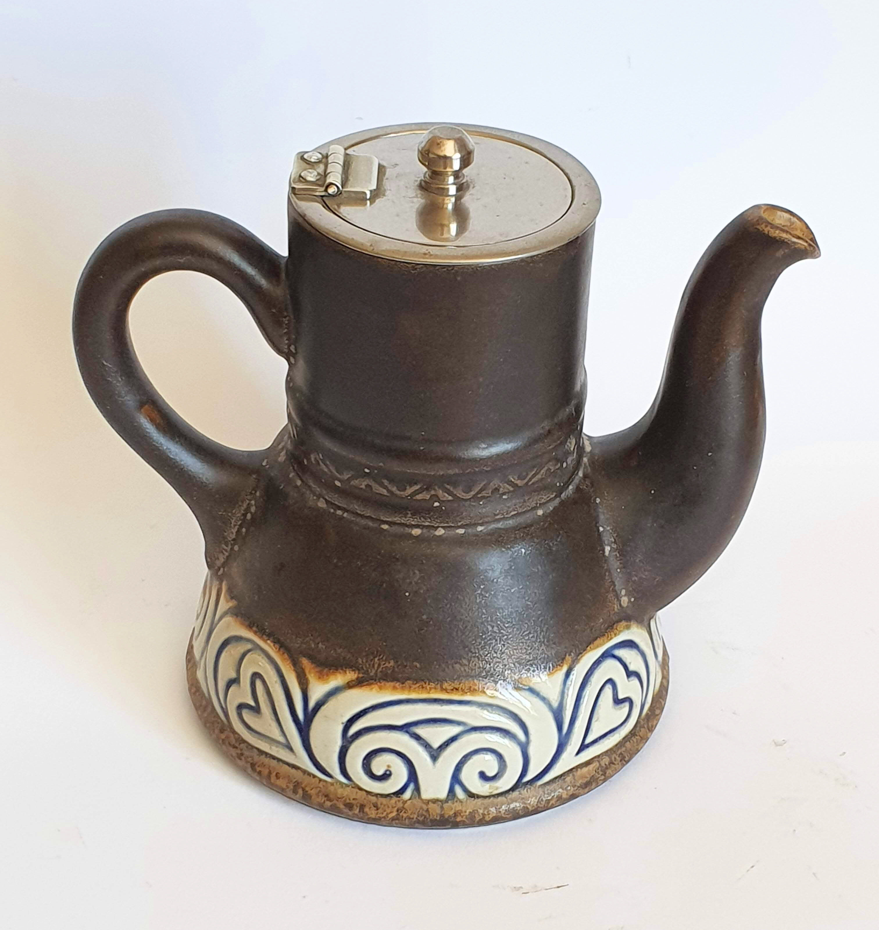 Sandstone teapot signed HB Quimper