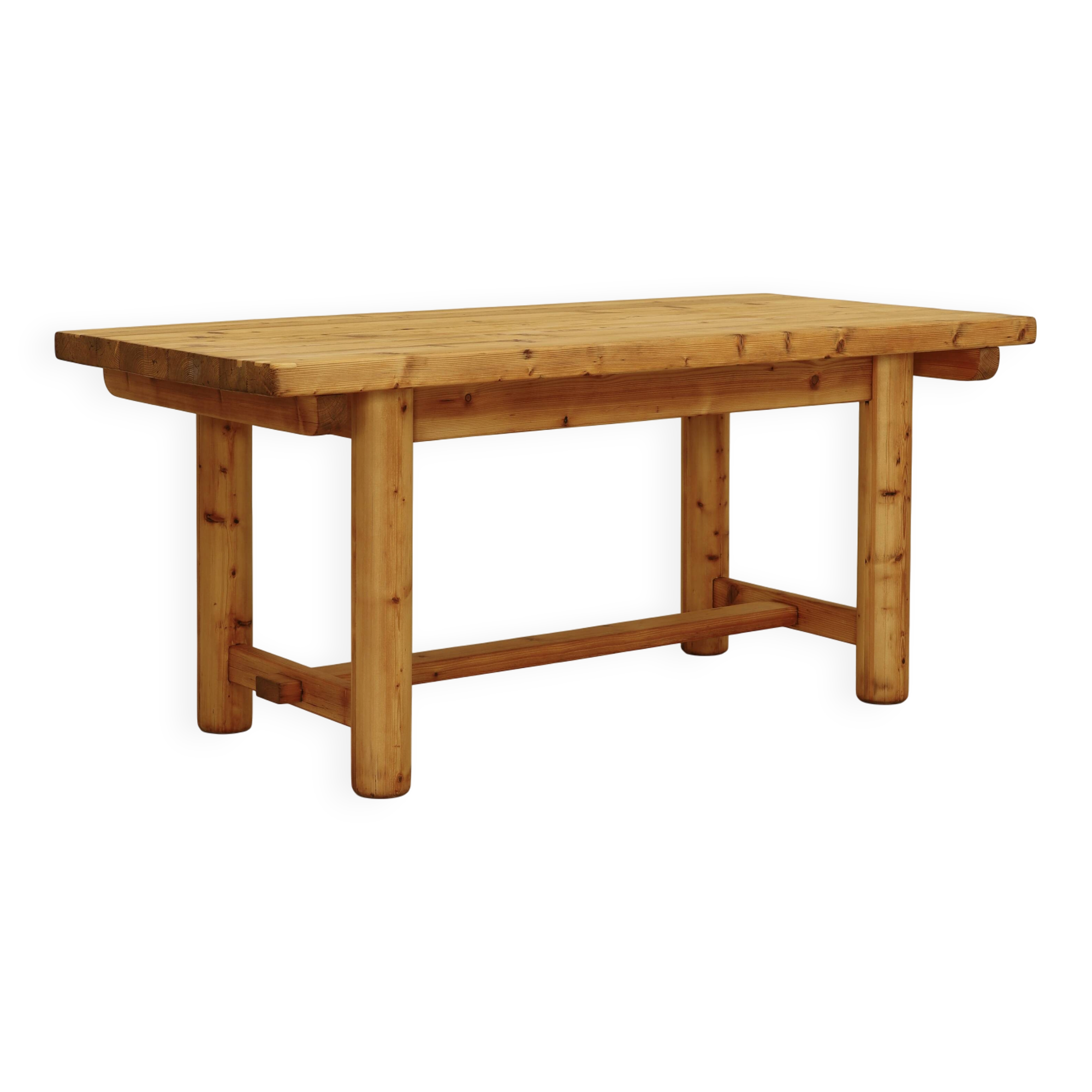Solid pine table, attributed to Georges Robert, France, 1960s.
