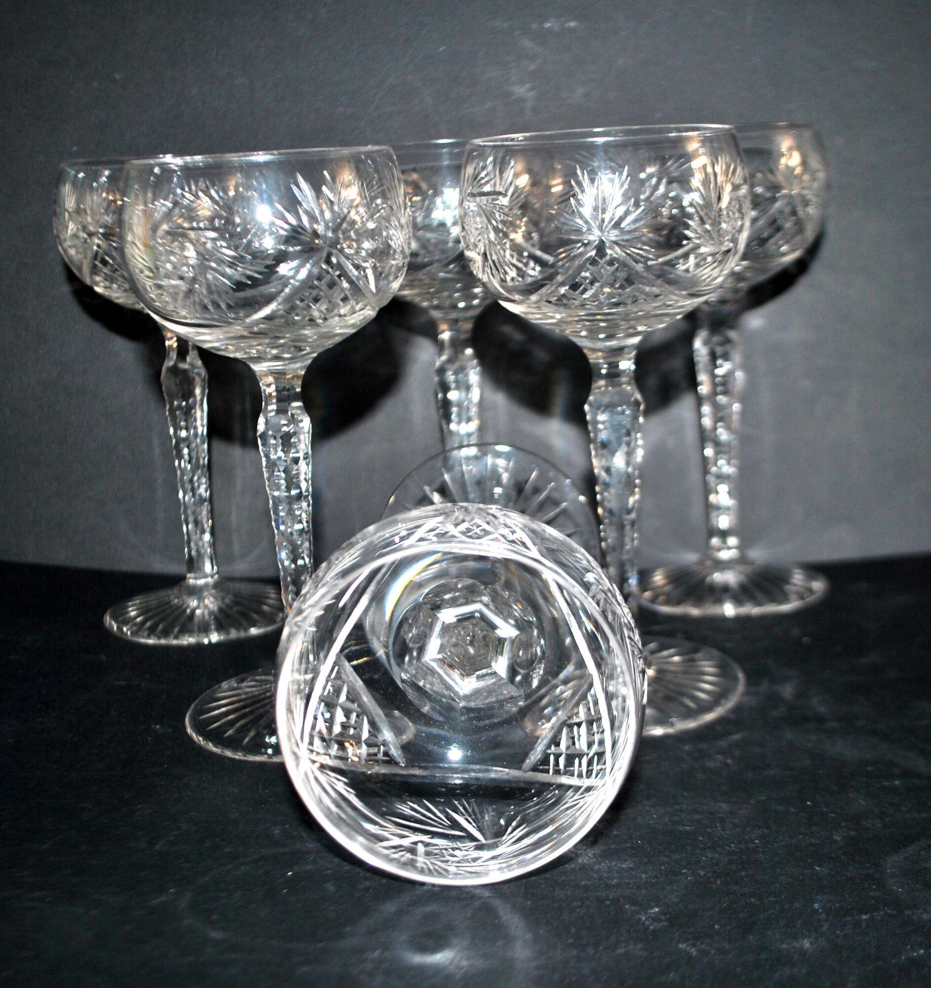 SAINT-LOUIS Balloon Wine Glass ROEMER in cut crystal star 1930 H15.3cm