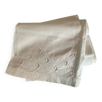 Drap ancien lin/ coton haut de drap ajouré