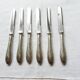 Six cheese knives or fruit knives in silver metal
