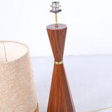 Floor lamp with wooden base and original shade 60s